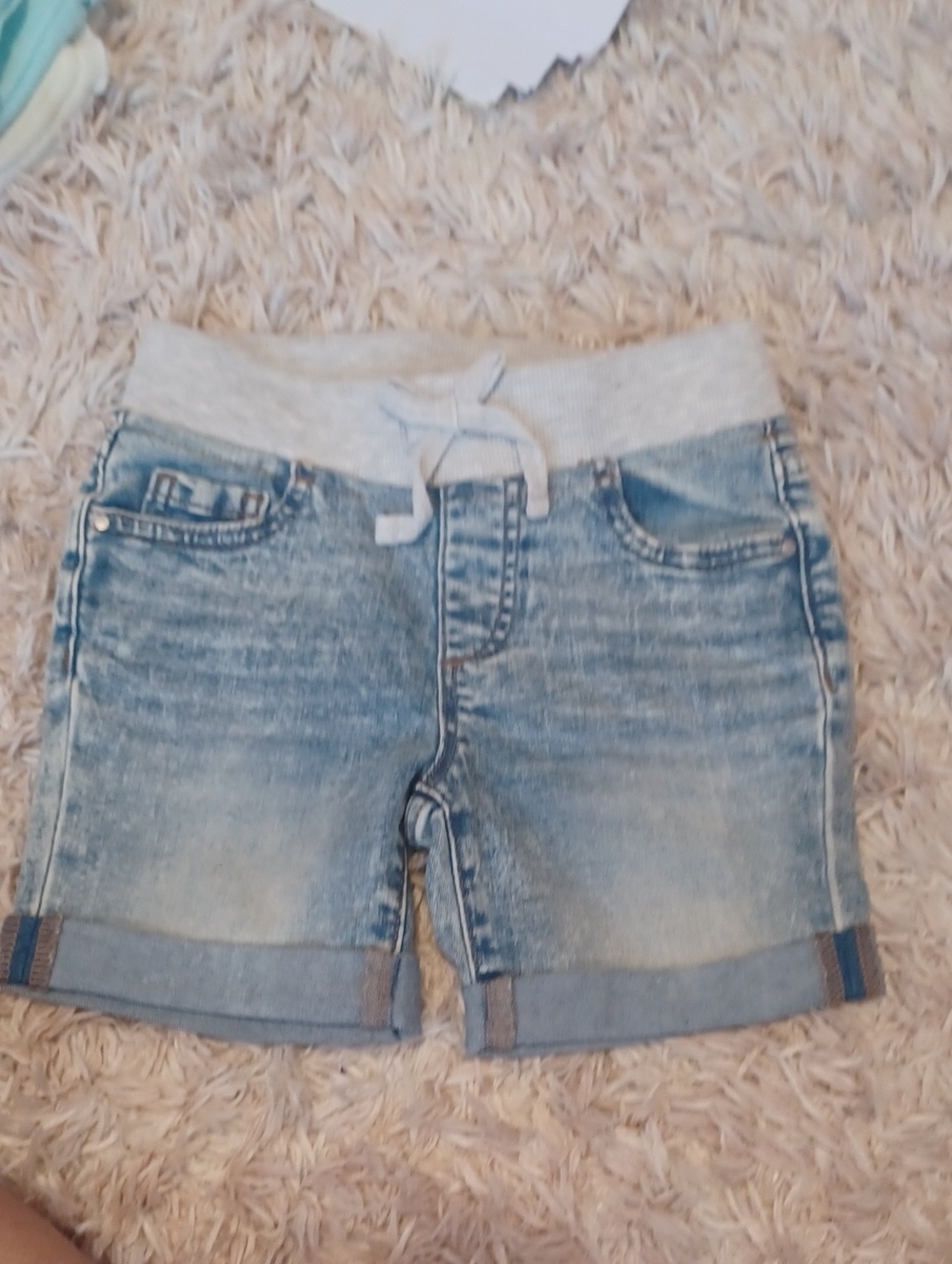 wonder nation Light Blue Denim-Look Pull-On Shorts